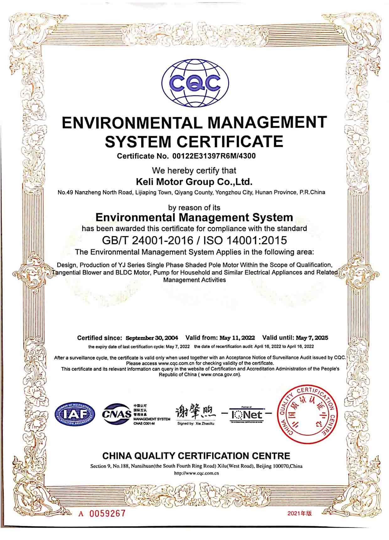 Certificado ISO14001